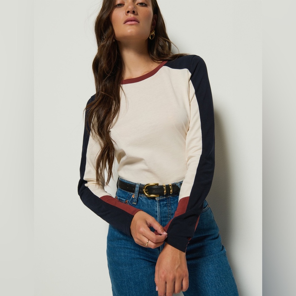 NEW NATION LTD Carmen Colorblock tee in Topa Long Sleeve Size XS
